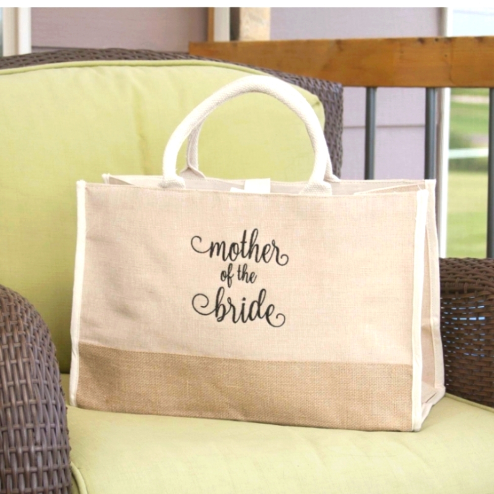 MOTHER OF THE BRIDE | Large Jute Tote Bag, Like New!